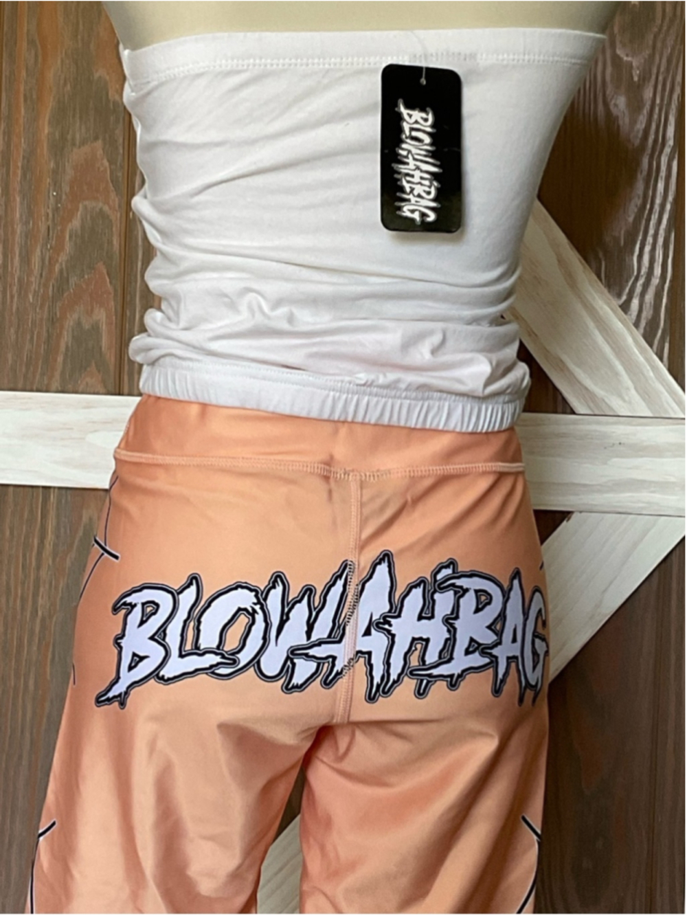 Blowahbag 2 Piece Set White Tube Top Peach (M) or blue (L) biker shorts - Picture 10 of 12